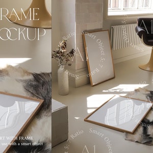 Puede incluir: Una maqueta de un marco blanco con un dibujo simple de una hoja en su interior. El marco está sobre una superficie blanca con una alfombra de piel sintética. El marco es un objeto inteligente, lo que facilita su uso para tus propios diseños.
