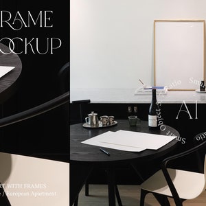 Modern Mockup Poster Print Mockup Styled Interior Moody Frame Mockup Scandinavian Vertical Wood Frame Living Room Mockup Realistic Mockup