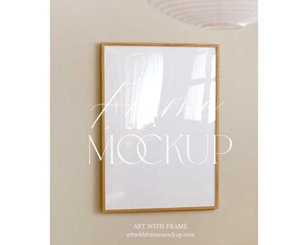 Real Photography, Minimal Frame Mockup, Vertical Thin Wood Frame, Photopea, DIN A Ratio, PSD, Simple Template, Printable Wall Art Display