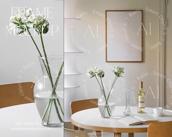 Interior Frame Mockup psd Minimalistic Vertical Wood Frame Scandinavian Natural Apartment Nordic Design Mockup Photoshop Template A1 DIN