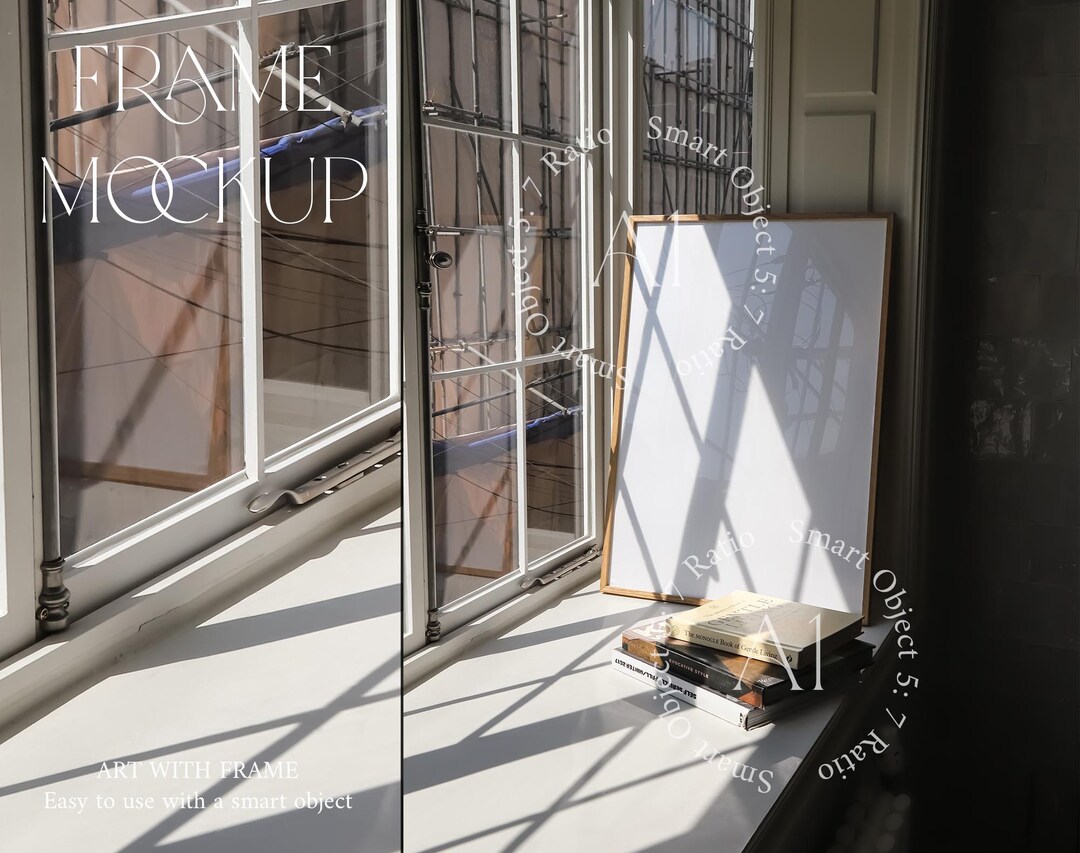 Shadow Frame Mockup 5x7 Thin Wood Wall Art Print Poster Bright Modern ...