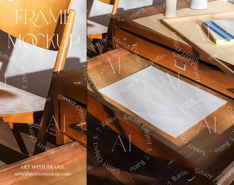 Flatlay Mockup, Poster Druck Mockup, DIN A, Natürliches Licht, Schatten, Hell, Photoshop, Artwork, Easy Template, Smart Objekt, Minimalistisch, PSD