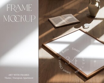 Frame Mockup 3x4 Glass Reflection Modern Moody Mockup Realistic Mockup Vertical Wood Frame Minimalist Print Poster Photoshop Wall art Mockup