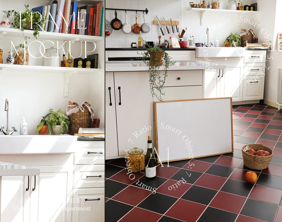 Landscape Frame Mockup A1 Aesthetic Kitchen Room Interior Horizontal ...