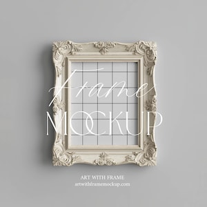 Antique Frame Mockup, Vintage Beige Mockup, 4x5 Ratio, Baroque Style, Poster Print, Wall art, Photoshop, Photopea, PSD Template, Classic