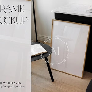 Frame Mockup A1 Glass Reflection Modern Realistic Mockup Minimalist Mockup Frame Template Vertical Print Poster Wall art Mockup Photoshop