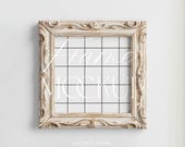 Antique Square Frame Mockup – Vintage White Wood Ornate Frame for Poster, Printable Art, Wall Art Display, Boho Decor, Baroque Style, PSD