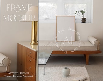 Interior Frame Mockup A1 Scandinavian Living Room Mockup Minimalist Single Mockup Vertical Print Poster Photoshop Nordic Mockup Template