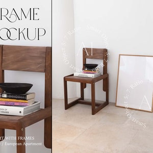 Frame Mockup 50x70 Minimalist Glass Reflection Modern Mockup Template Vertical Print Poster Wall art Photoshop Simple Interior Smart Object