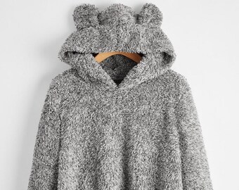 fluffy hoodie with ears