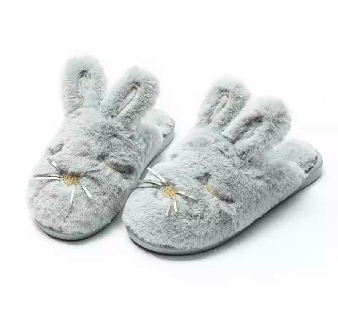 Women Slippers Rabbit Slippers Fluffy Slippers Cute Etsy