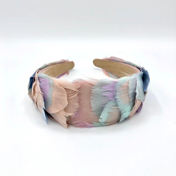 FEATHER HEADBAND PASTEL COLORS - Serre-tête plumes couleurs pastels - Feather Headband pastel tones