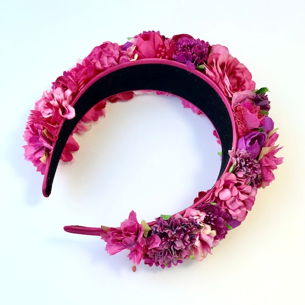 Fuchsia flower headband - Serre-tête fleurs fuchsia - Fuchsia headband flower crown
