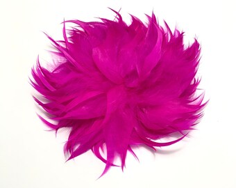 BROCHE FLEUR PLUME CHRYSANTHÈME Fuchsia - Broche fleur fuchsia plumes - Broche/pince fuchsia Plumes Fleur