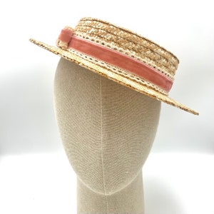 Canotier copa baja terciopelo y crochet Canotier haut bas avec velours et crochet Straw hat top very low with velvet and crochet ribbon imagen 5