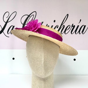 Canotier plato ala ancha buganvilla Canotier plat aile large bougainvillier Wide-Brimmed and flat crown Straw Hat zdjęcie 2