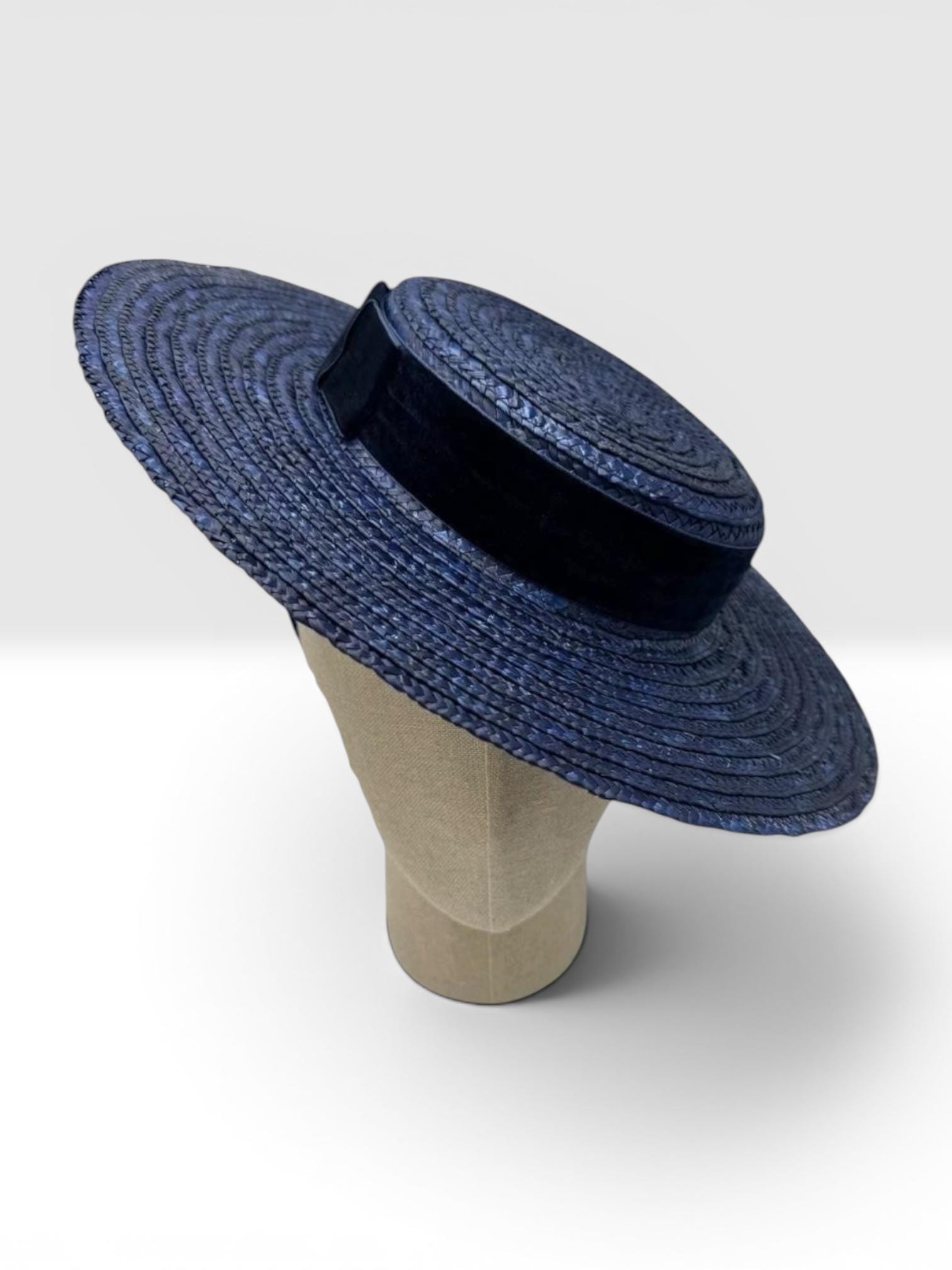 VINTAGE Gibson Girl style black woven straw hat wide brim 50s 60s sun hat church Church Black Straw Vintage Hats for Women for sale | eBay main image 3