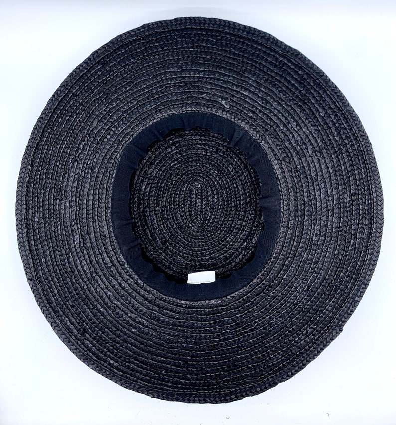 Canotier wide brim black Canotier plat noir à long bord Wide-Brimmed and flat crown Black Straw Hat NO