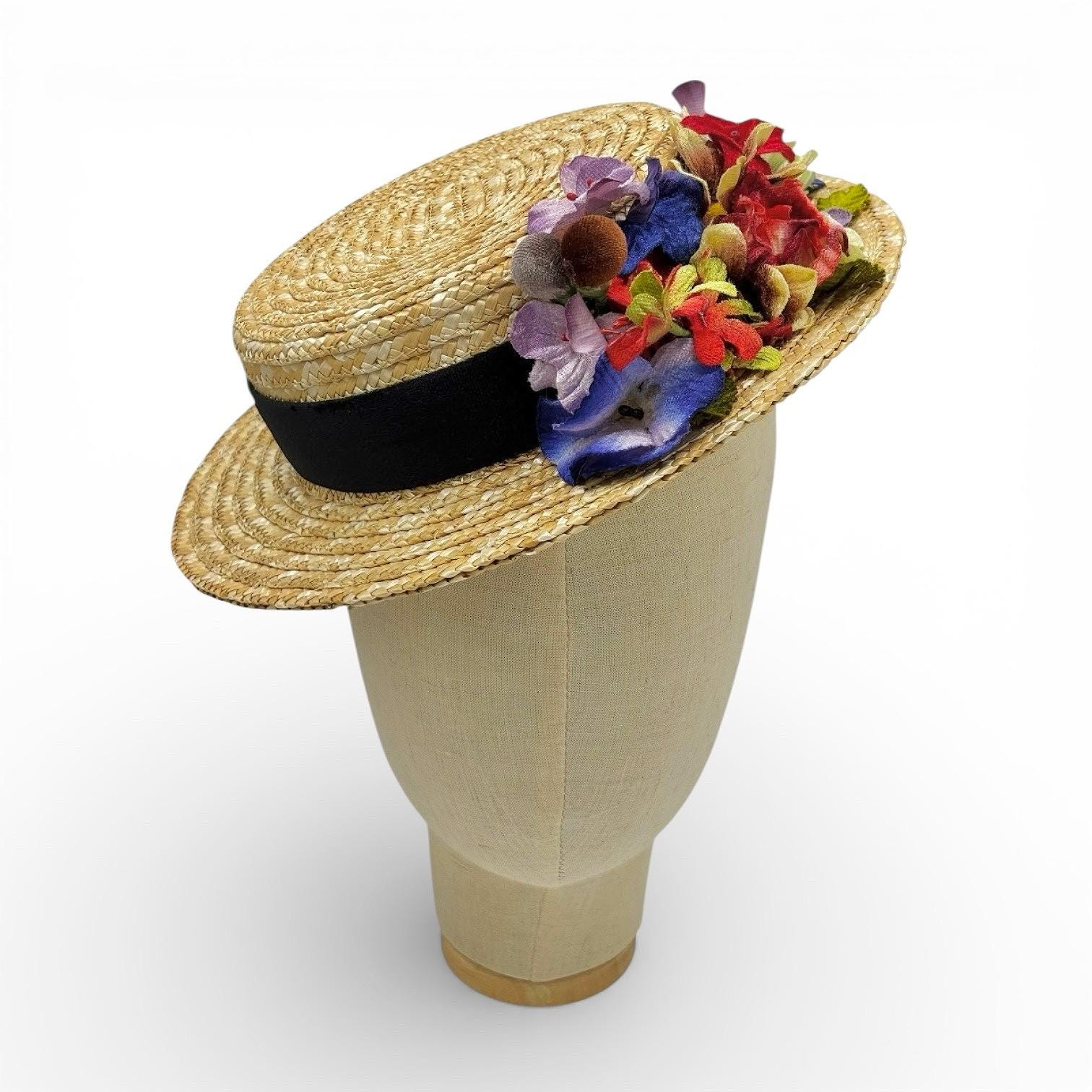 True Vintage Grosgrain Black Hat Pin M Brimmed Sun Cottage Boater Classic Iconic Boater Hat Pin - Etsy main image 4