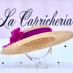 Canotier plato ala ancha buganvilla Canotier plat aile large bougainvillier Wide-Brimmed and flat crown Straw Hat zdjęcie 3