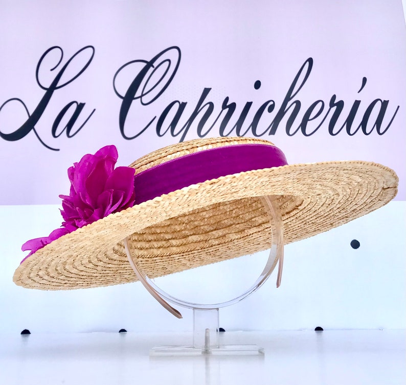 Canotier plato ala ancha buganvilla Canotier plat aile large bougainvillier Wide-Brimmed and flat crown Straw Hat zdjęcie 3