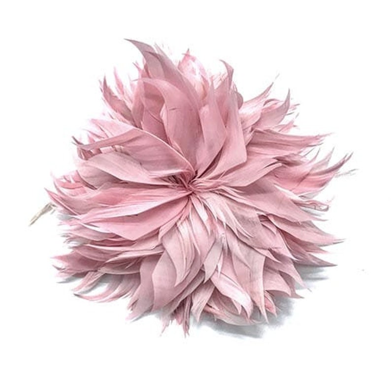Rosa CHRYSANTHEMEN-FEDERBLUMEN-BROSCHE Federn-rosa Blumenbrosche Fleur-Feder-Rosenbrosche/Pince Rosa