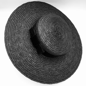 Canotier wide brim black Canotier plat noir à long bord Wide-Brimmed and flat crown Black Straw Hat image 6
