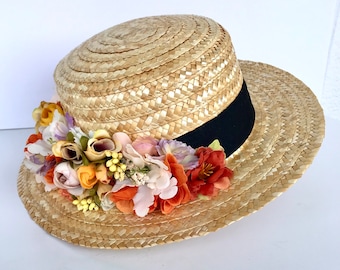 CANOTIER wild flowers - Canotier fleurs sauvages - Boater hat wild flowers