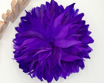 BROCHE FLOR XL de plumas morado - Feathers purple flower brooch - Broche Fleur plumes violet