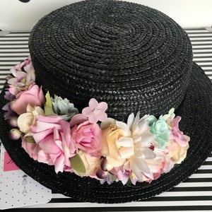 Black canotier Canotier noir Black straw hat image 3