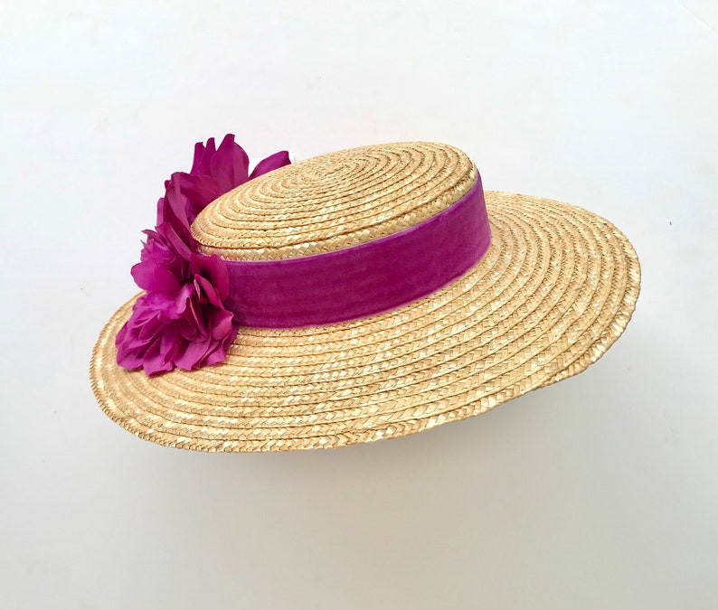 Canotier plato ala ancha buganvilla Canotier plat aile large bougainvillier Wide-Brimmed and flat crown Straw Hat zdjęcie 1