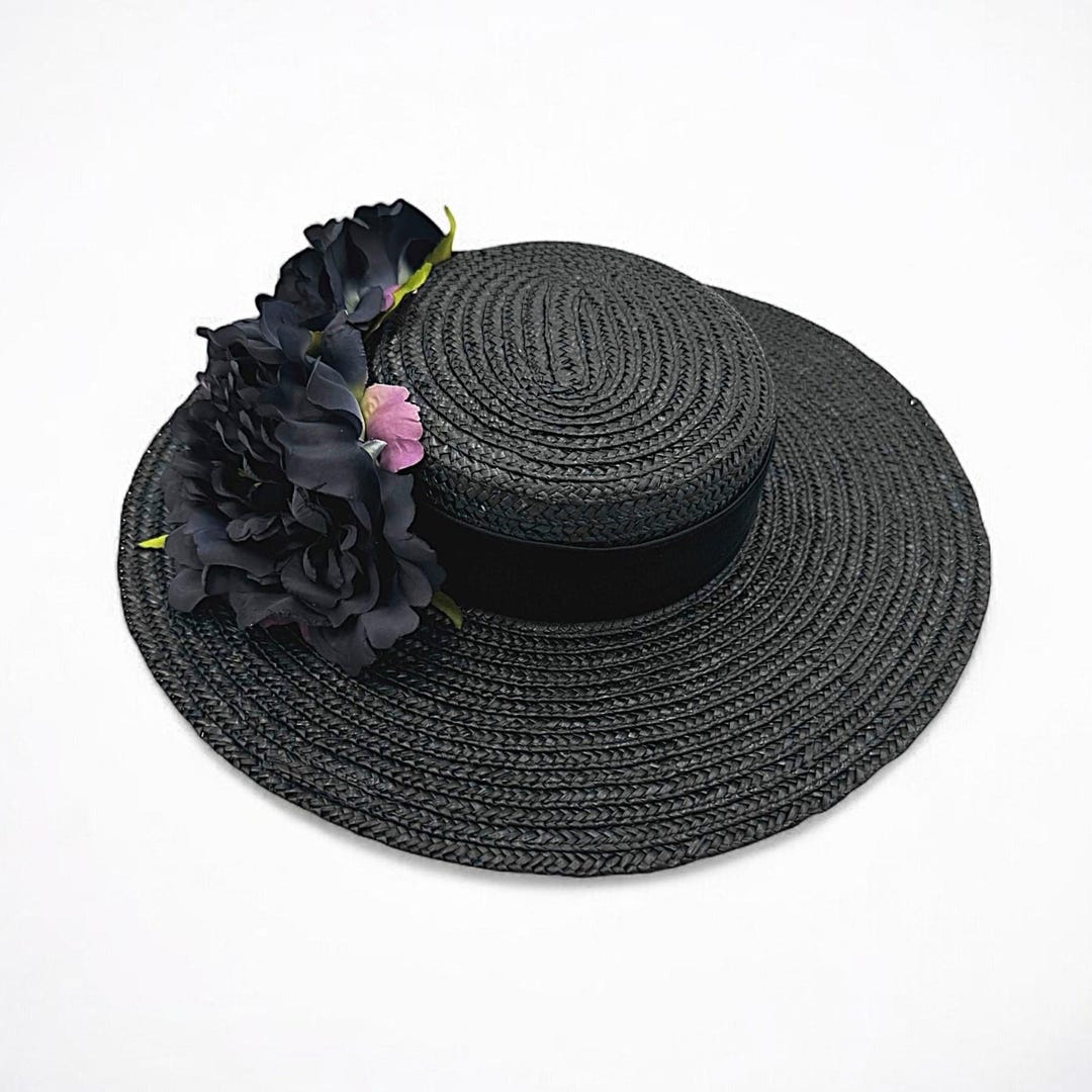 Canotier dalie nere a tesa larga Canotier 