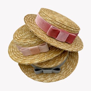 Mini Canotier lage kroon - Mini Canotier haut bas - Mini Strohoed top heel laag