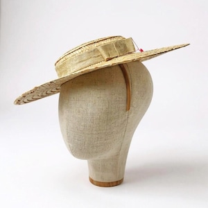Vintage 1930s Edwarian Era Cartwheel Boaters Hat 1930 main image 3