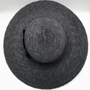 Canotier wide brim black Canotier plat noir à long bord Wide-Brimmed and flat crown Black Straw Hat image 7