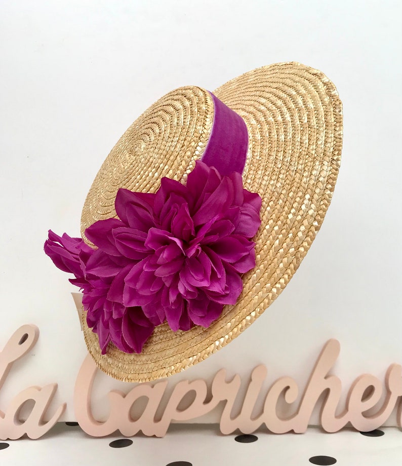Canotier plato ala ancha buganvilla Canotier plat aile large bougainvillier Wide-Brimmed and flat crown Straw Hat zdjęcie 5