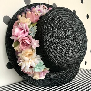 Black canotier Canotier noir Black straw hat image 4