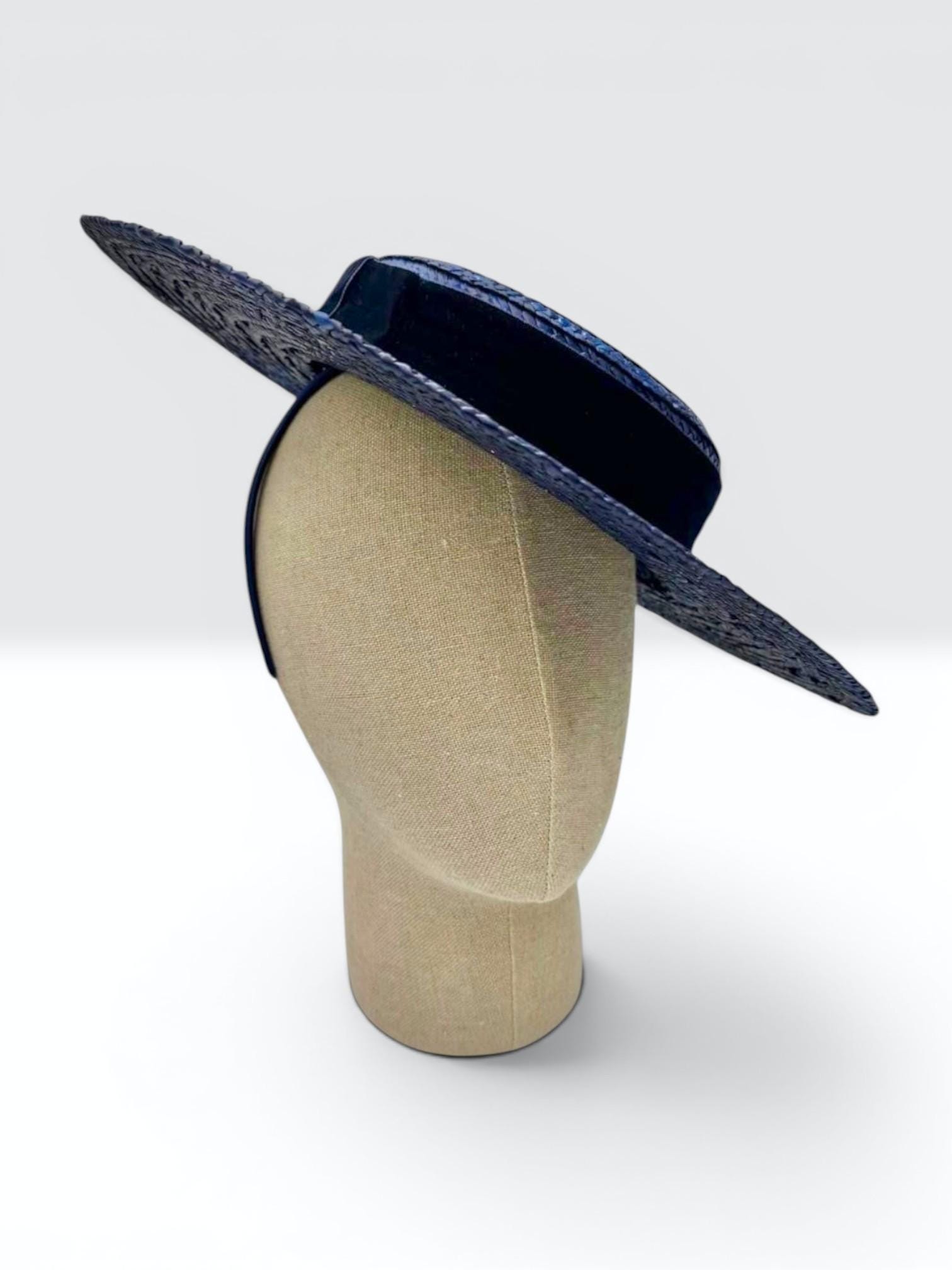 Women Navy Straw Hat - Etsy display picture 2