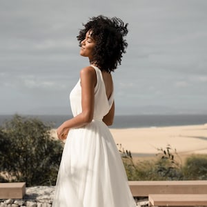 Chic satin wedding top, Low back bridal top, Modern, minimalist wedding separates, Summer wedding, Beach wedding - Carline Top