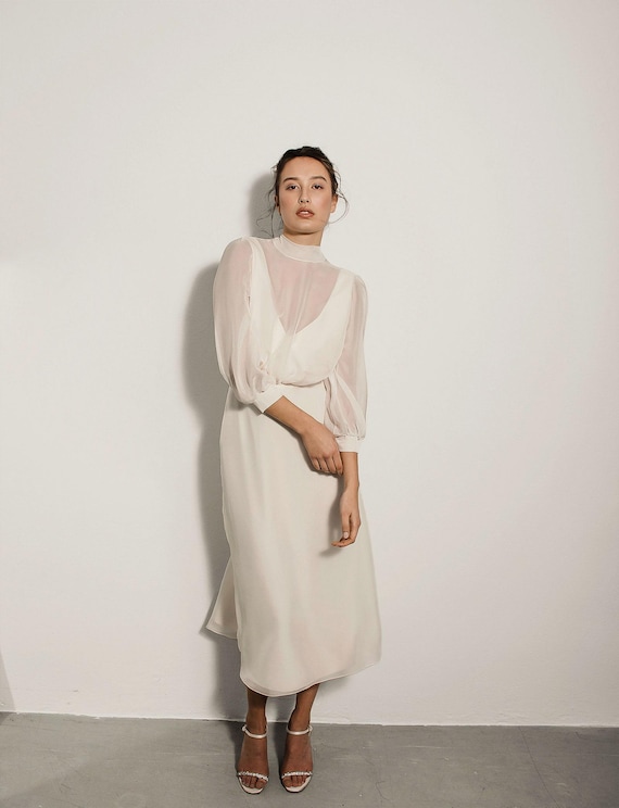 simple silk chiffon wedding dress Wedding Dress with Parisian Silk Chiffon
