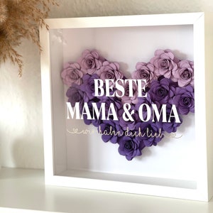 Personalized gift | Paper flowers | 25 x 25 cm | 3D picture frame | Individual | Flower frame | Rose frame | Birthday | Flower box