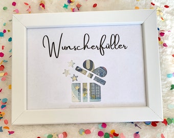 Cash gift | Birthday | Money | Framed | 13 x 18 cm | Christmas | Gift | Nothing | Surprise