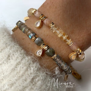 SAHINA /Bracelet labradorite, citrine and sunstone - Boho chic - Woman - Gift - Lithotherapy - stones