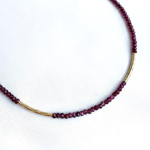 DAMIA / Garnet choker necklace - gift - jewelry - surf - heishi - fine stones - lithotherapy - Christmas