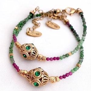 Bracelet YARA en rubis zoisiste - Bohème chic - Femme - Cadeau - Lithothérapie - pierres