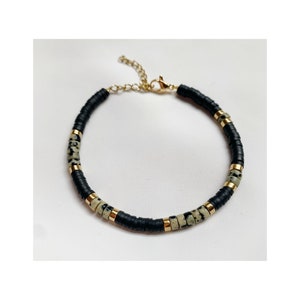 Bracelet élastique Bohème En Pierres Naturelles - Lapis-lazuli, Coquillage Heishi - Longueur 15-16 Cm