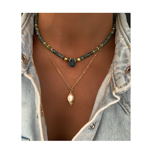 HESTIA / Choker-Halskette aus Halbedelsteinen - Boho Chic - Damen - Geschenk - Lithotherapie