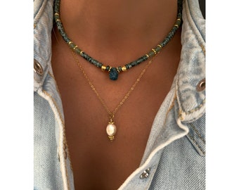 HESTIA / Choker necklace in semi-precious stones - Boho chic - Women - Gift - Lithotherapy