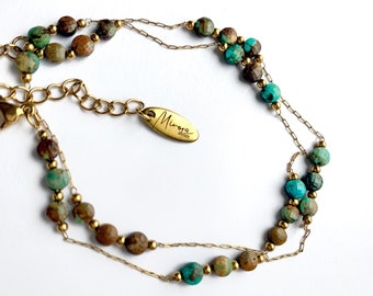 Necklace ASIA African Turquoise / stainless - Boho chic - Woman - Gift - Lithotherapy