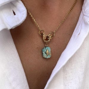 MARTA / Chain necklace with CHRYSOCOLLA - chic - Women - Gift - lithotherapy